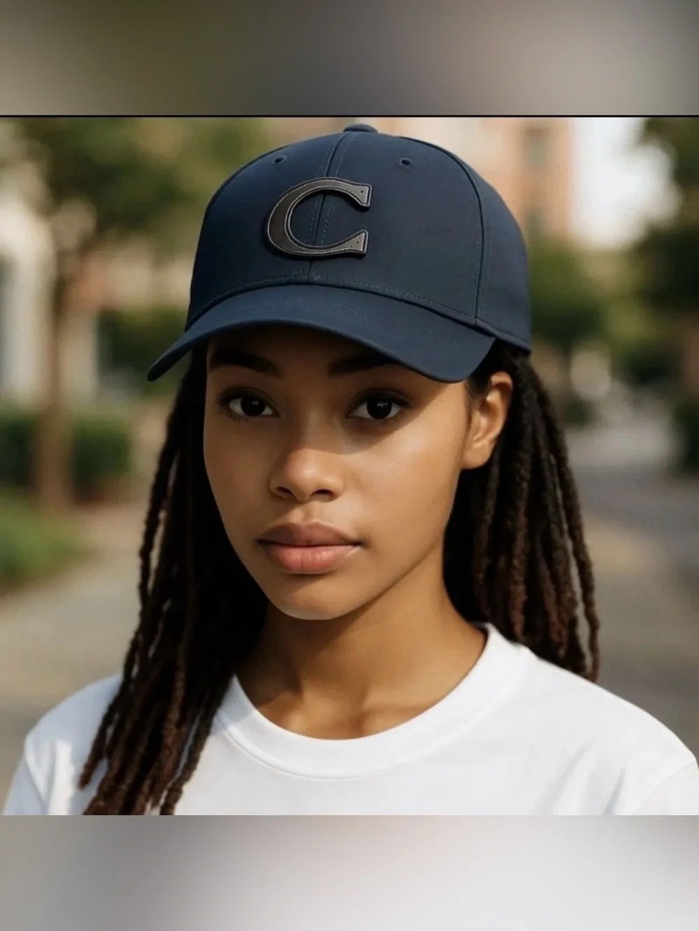 Coach Navy Baseball Cap with Embossed C Logo